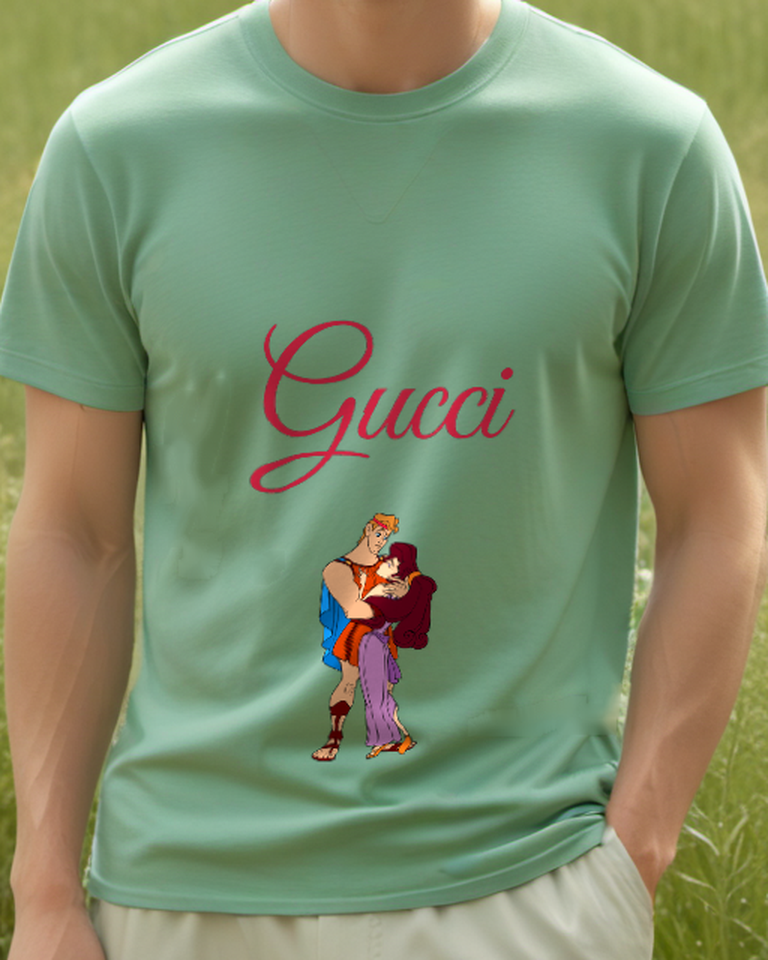 Sage Green Hero Embracing Purple Gown Woman Graphic T-Shirt - model wearing view
