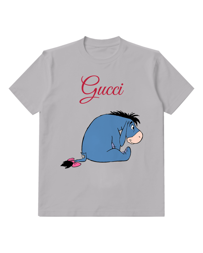 Light Gray Curled Seated Blue Donkey Graphic T-Shirt - front product view