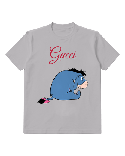 Light Gray Curled Seated Blue Donkey Graphic T-Shirt - front product view