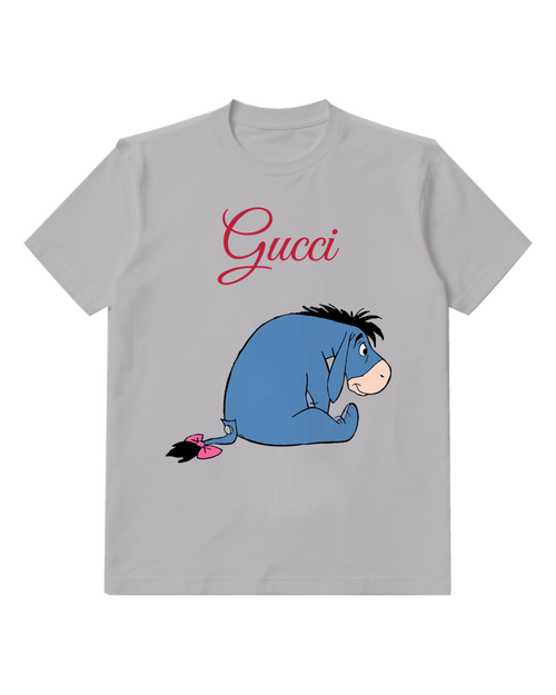 Light Gray Curled Seated Blue Donkey Graphic T-Shirt - front product view